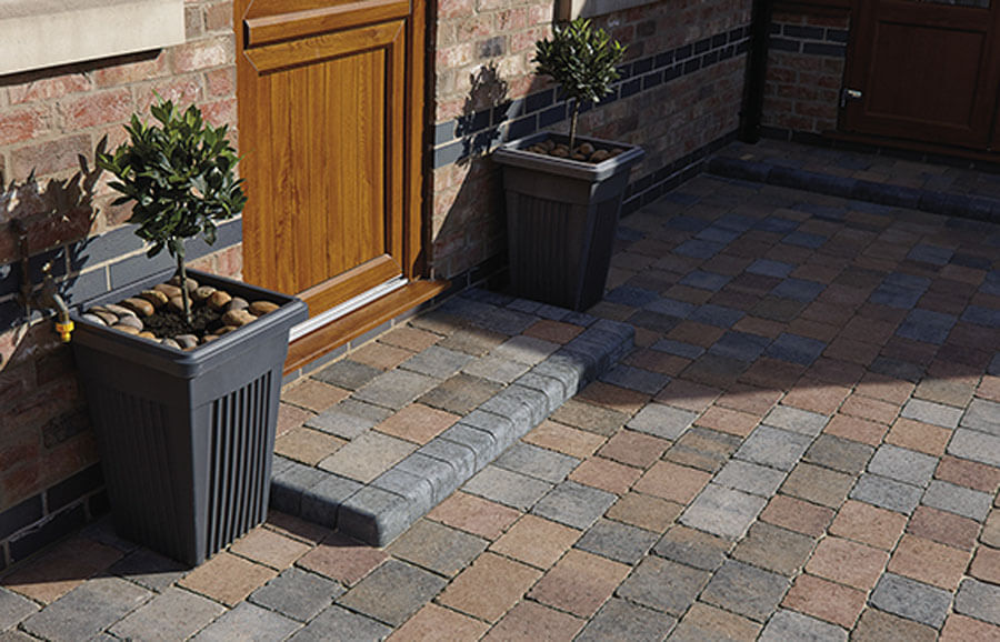 Block paving around back door